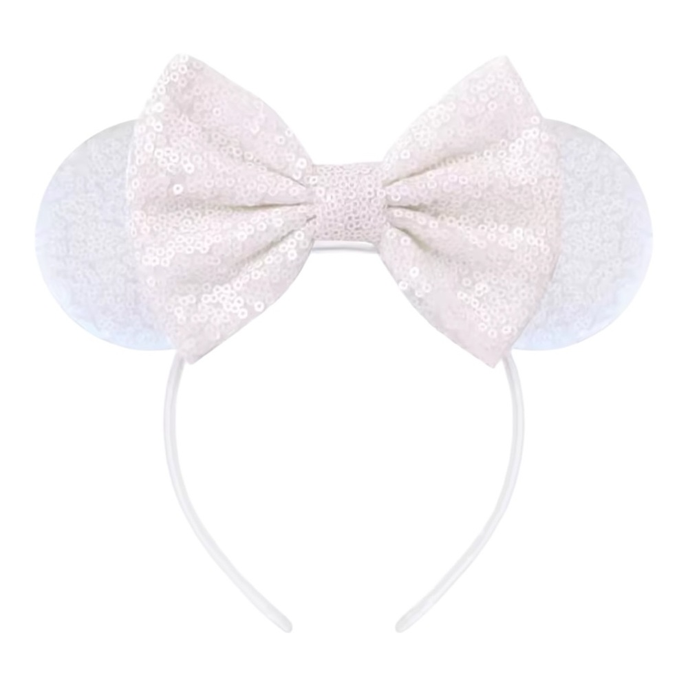 Bridal Sequin Bow Ear Mickey Headband White New